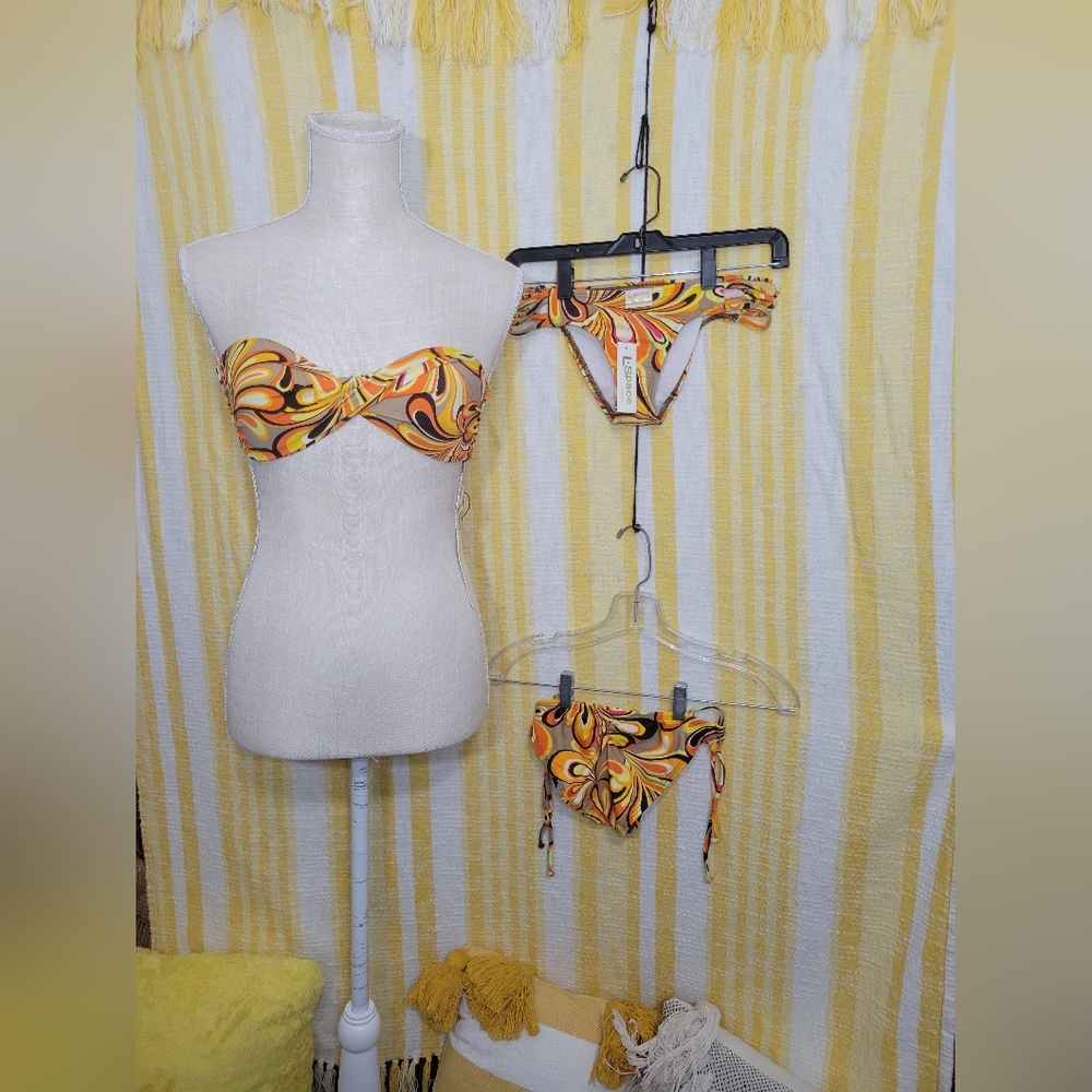 🆕️ L*Space Angel Halter Bikini w/Bright Color & Psychedelic Print  sz Small